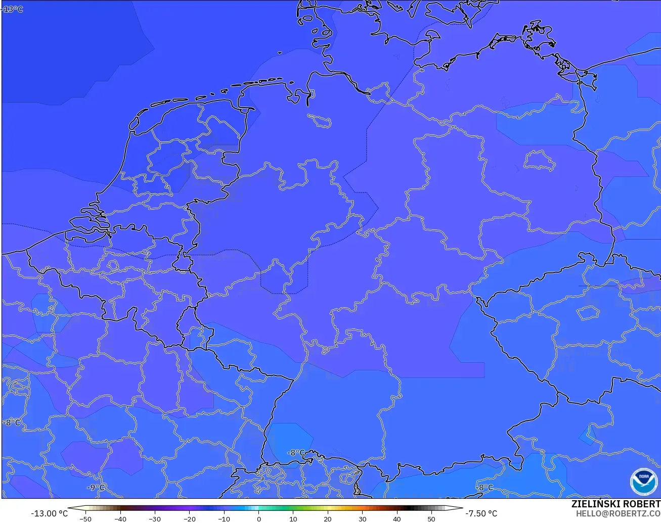 GFS model - Germany, Temperature at 500hPa