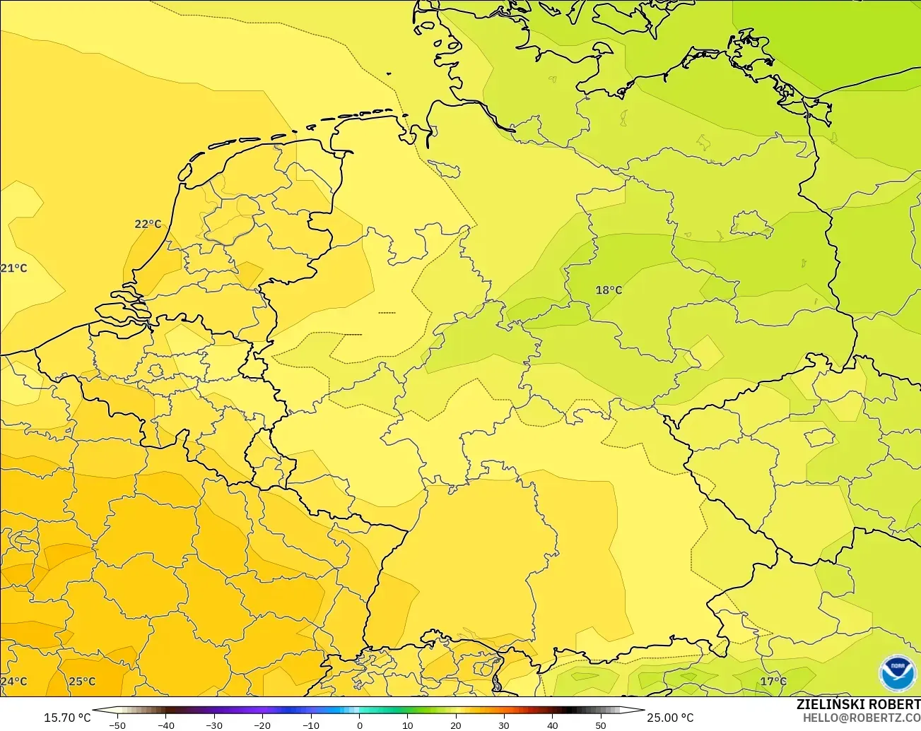 GFS model - Germany, Temperature at 850hPa