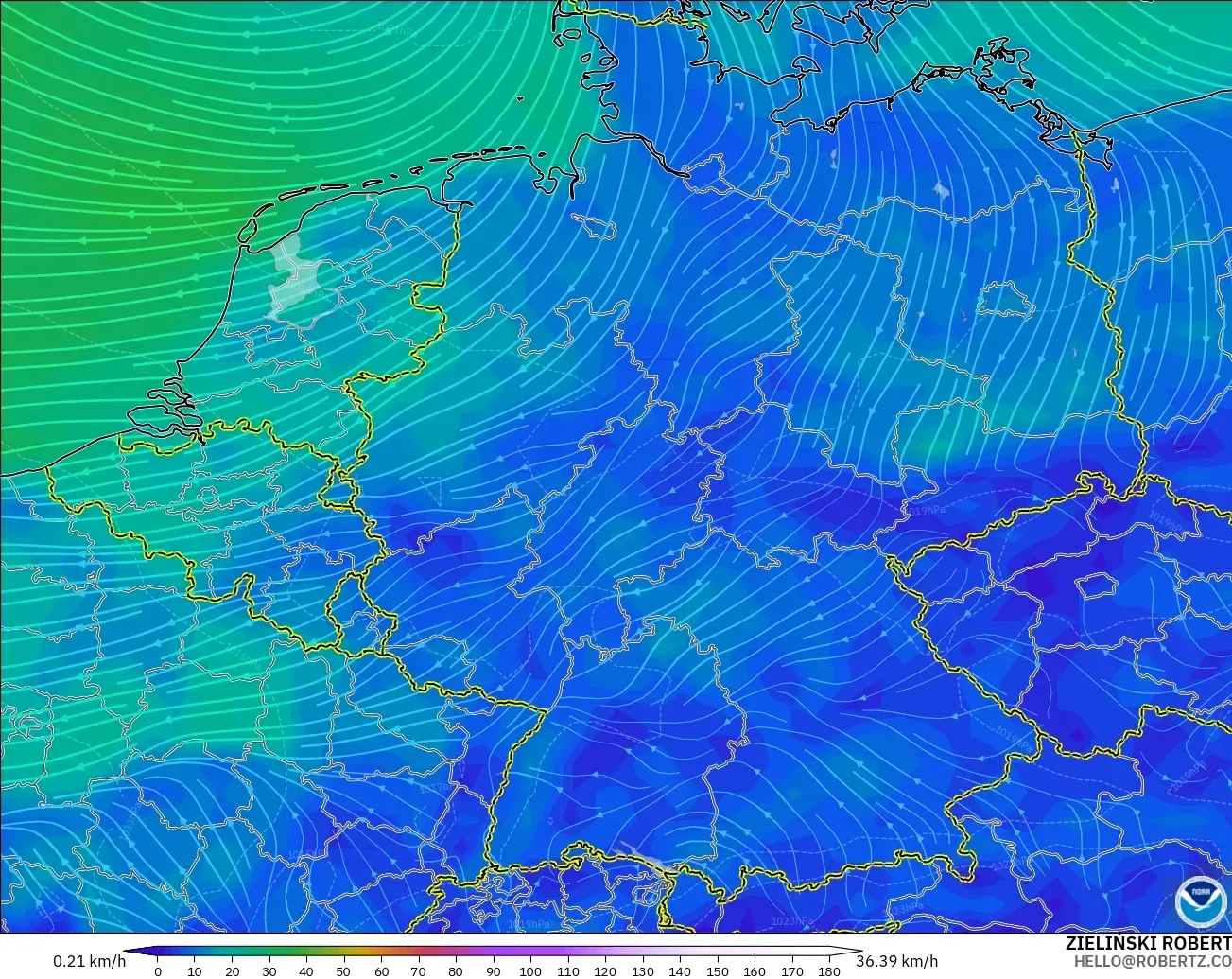 GFS model - Germany, Wind at 10m