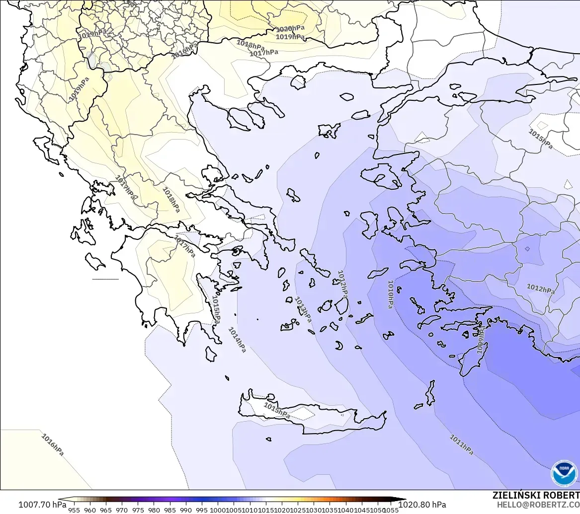 GFS model - Greece, Pressure