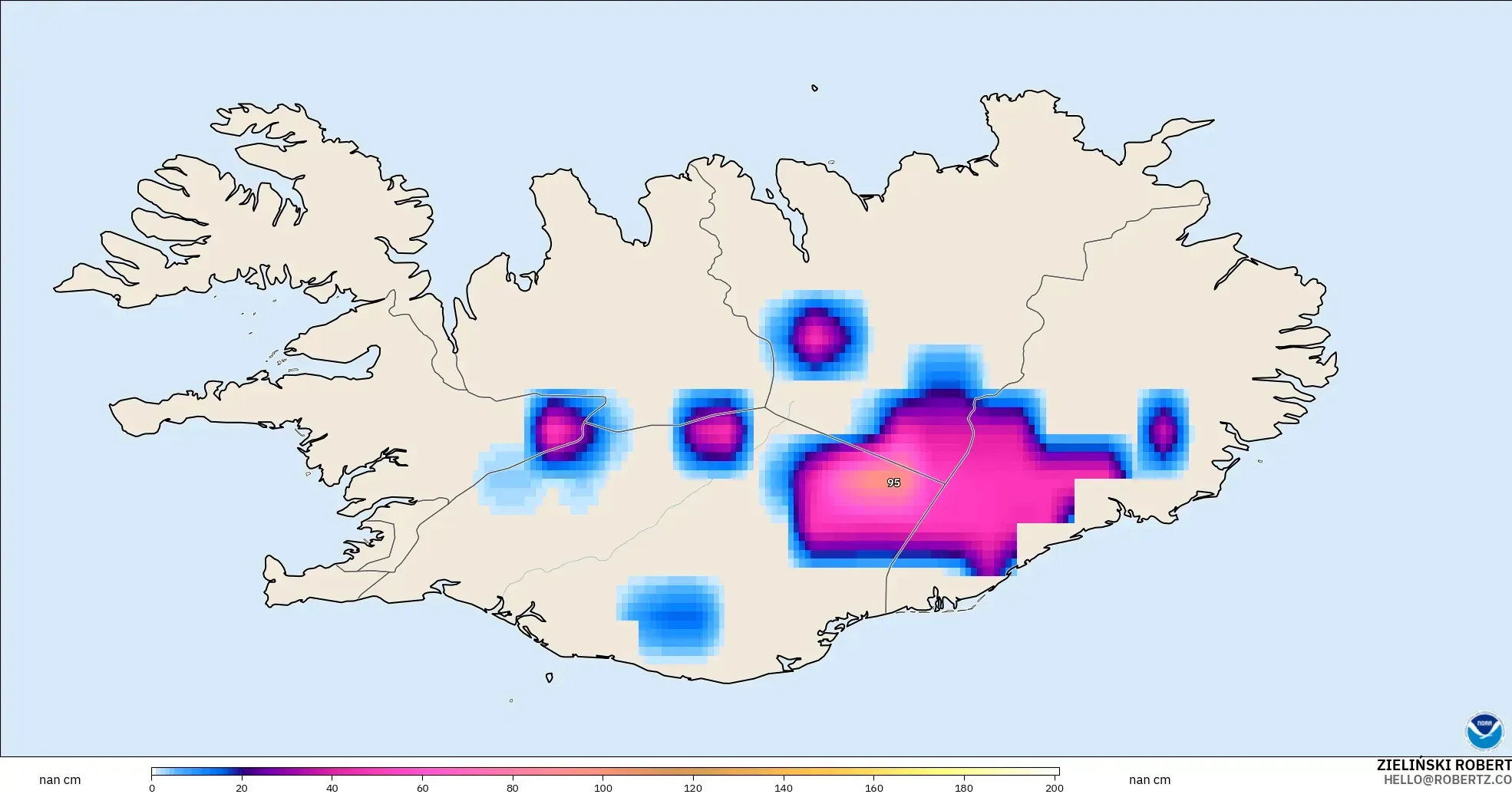 GFS model - Iceland, Snow Depth