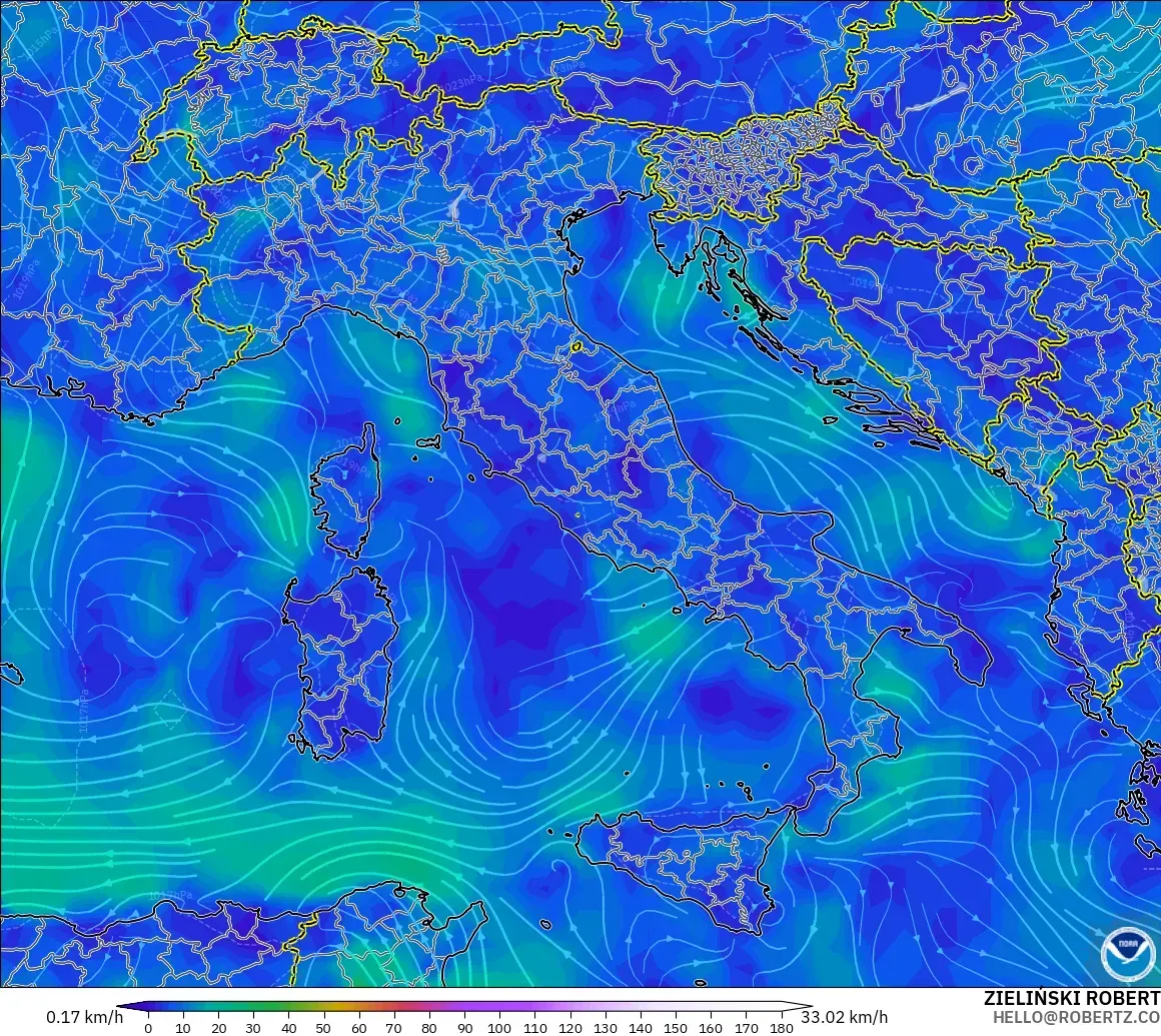 GFS model - Italy, Wind at 10m