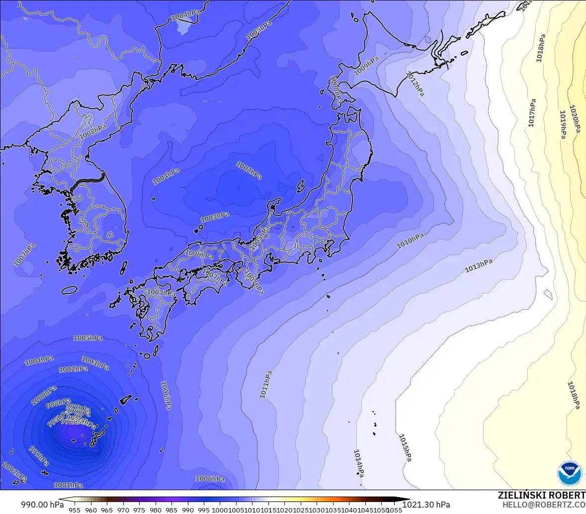 GFS model - Japan, Pressure