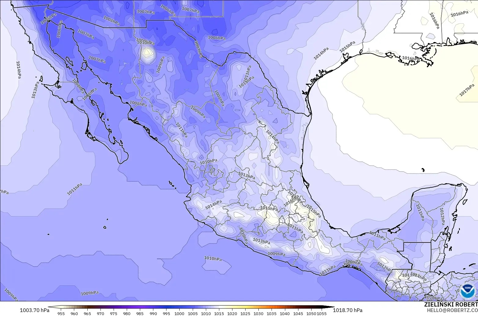GFS model - Mexico, Pressure