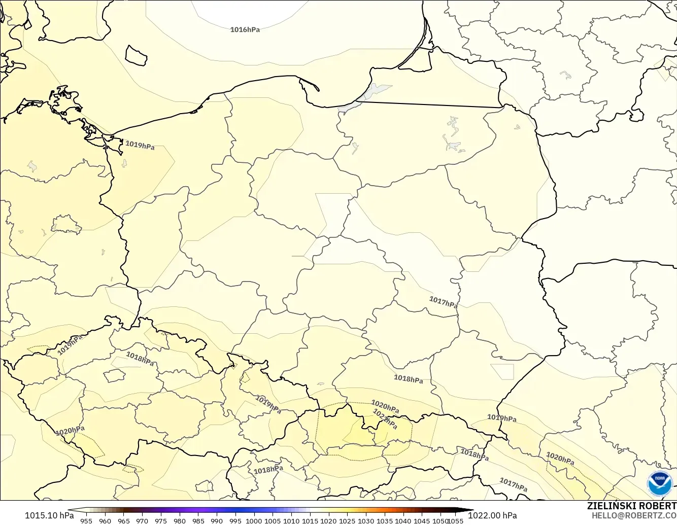 GFS model - Poland, Pressure