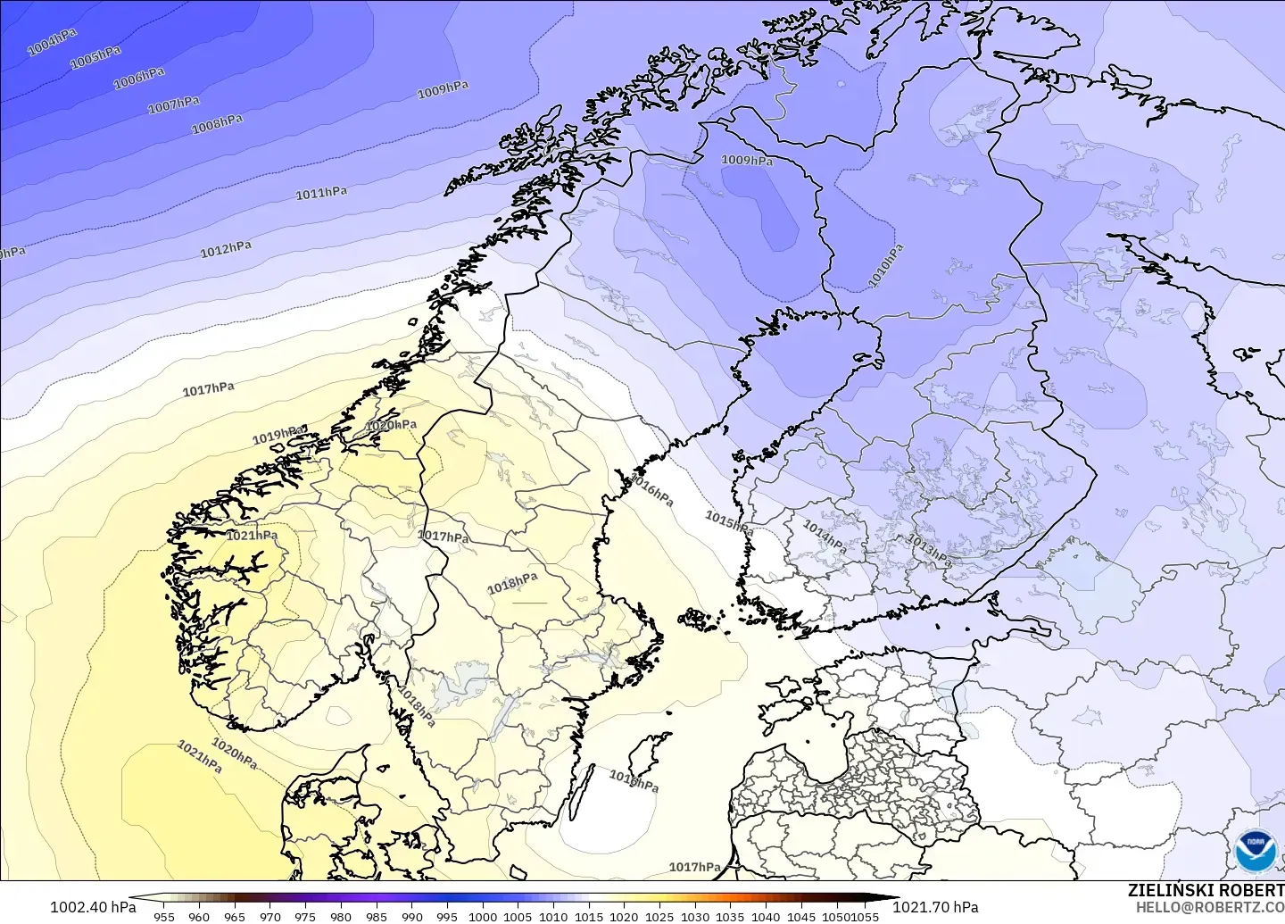 GFS model - Scandinavia, Pressure