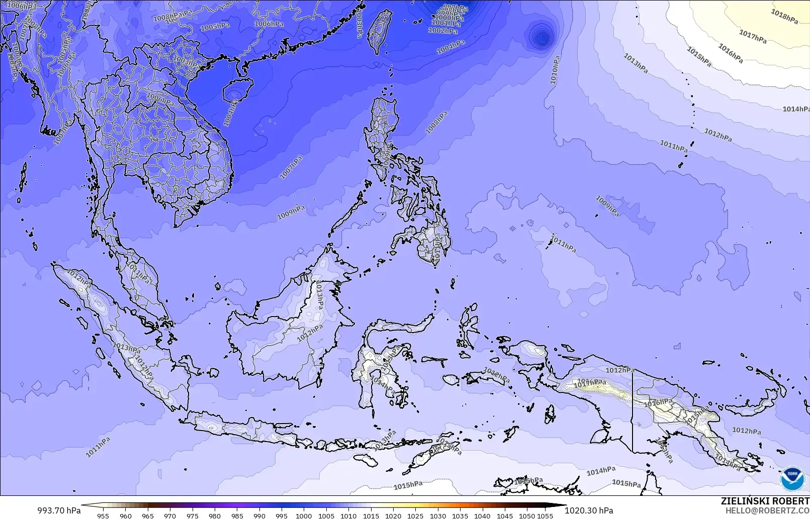 GFS model - South East Asia, Pressure
