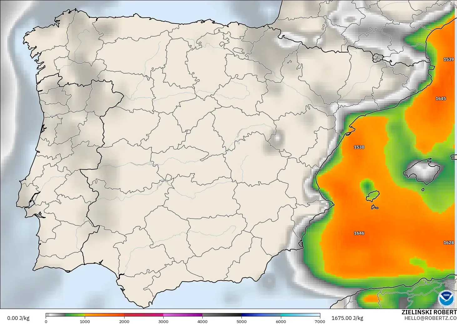GFS model - Spain, CAPE