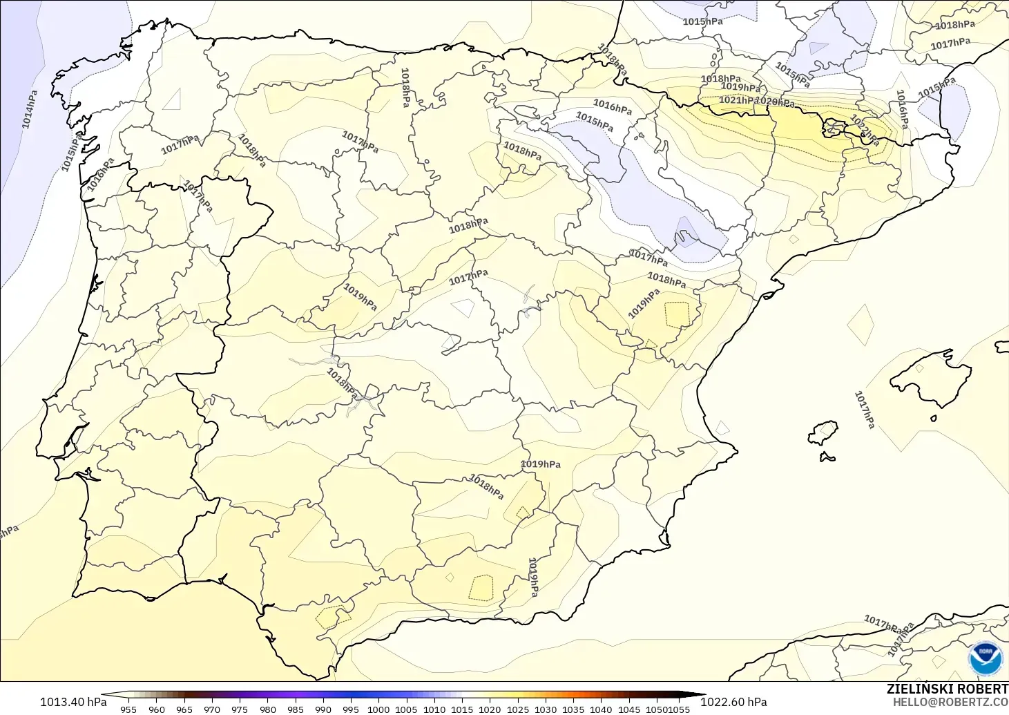 GFS model - Spain, Pressure