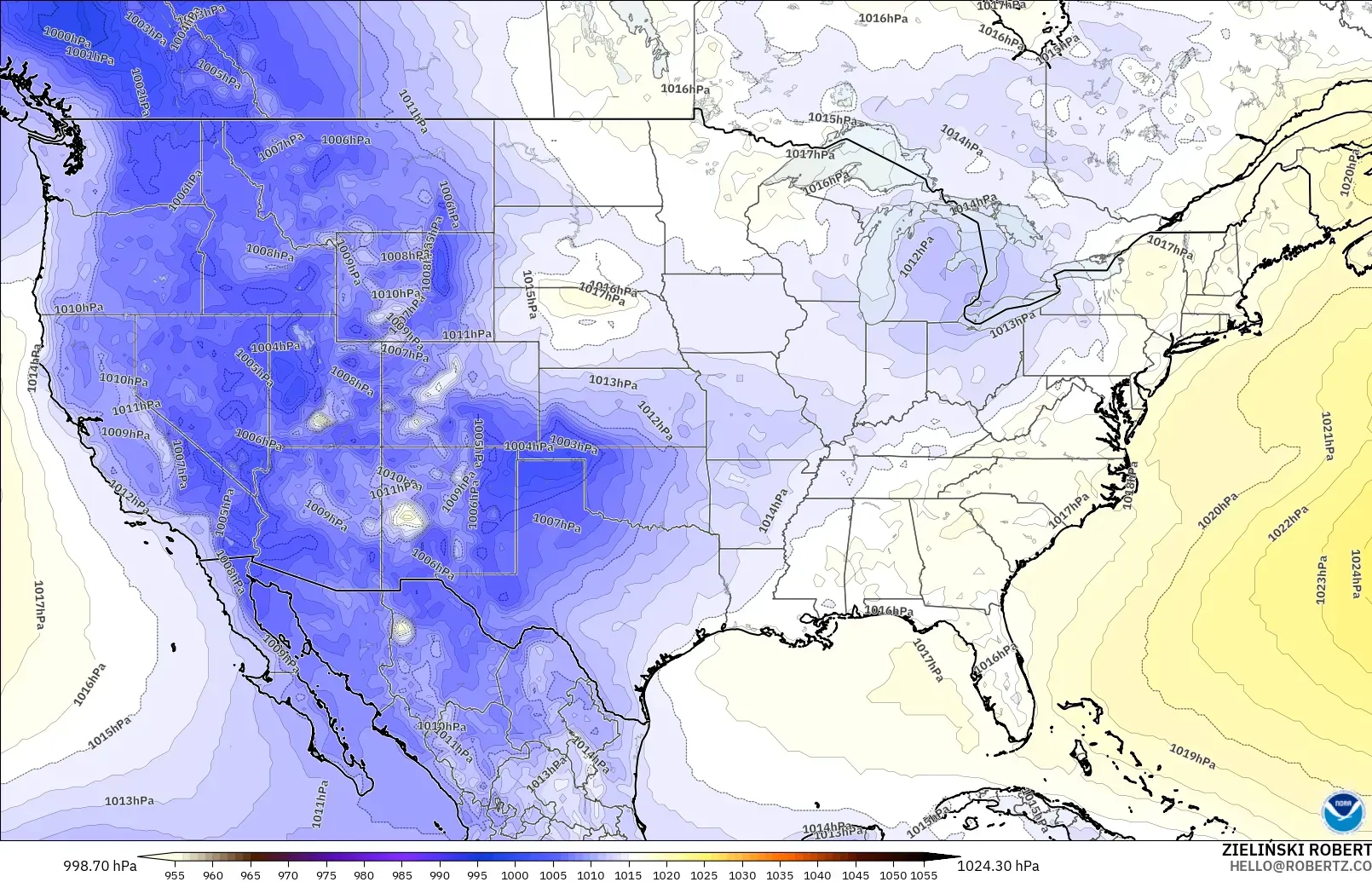 GFS model - United States, Pressure