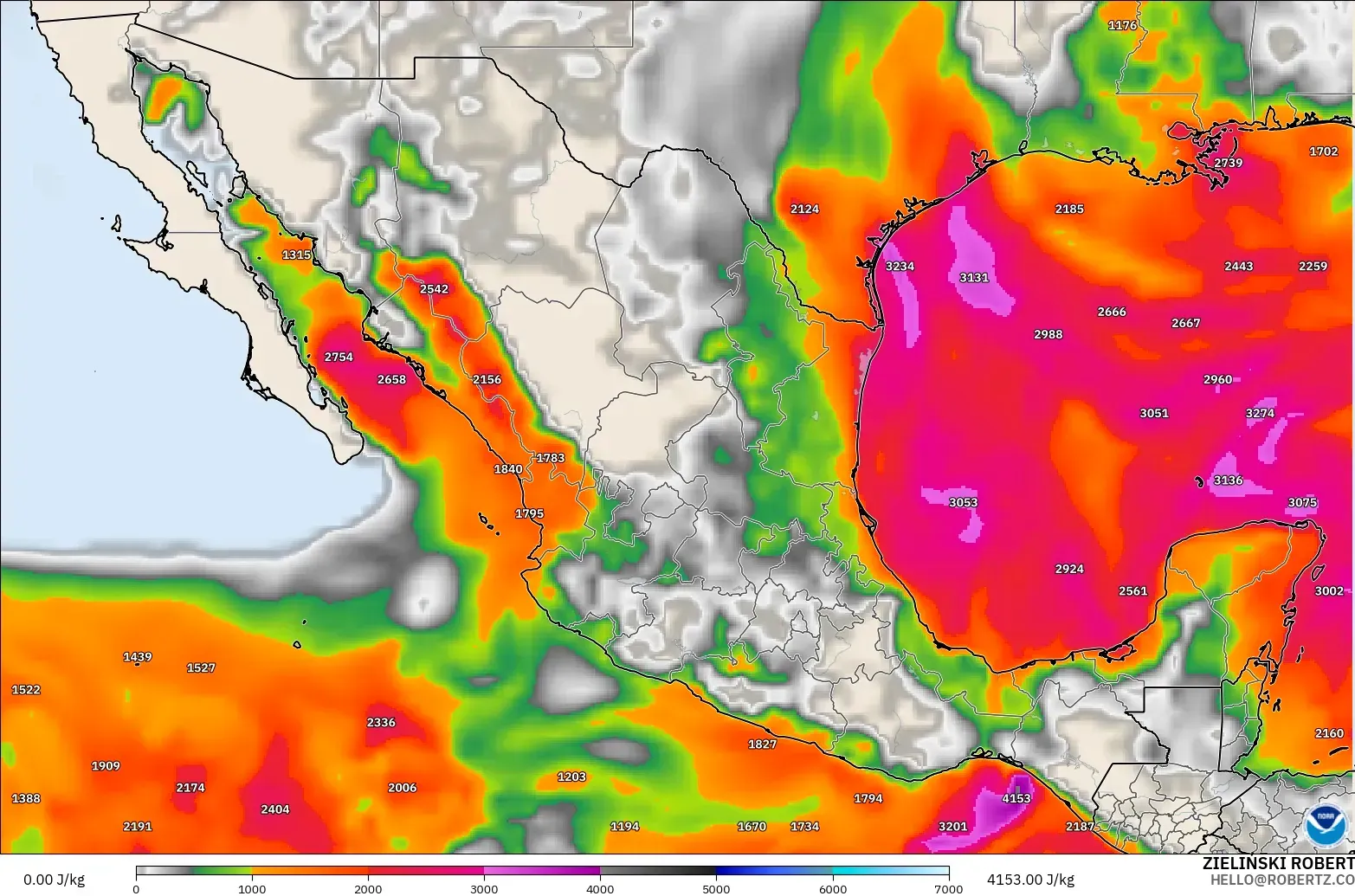 GFS model - Mexico, CAPE