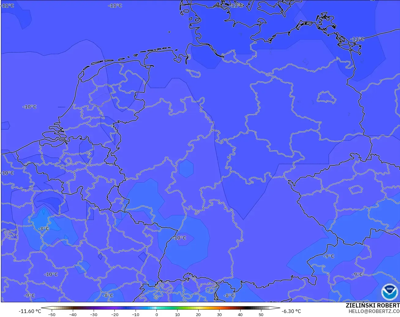 GFS model - Germany, Temperature at 500hPa