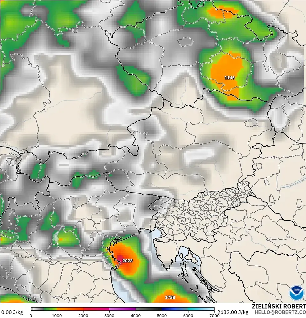 GFS model - Austria, CAPE