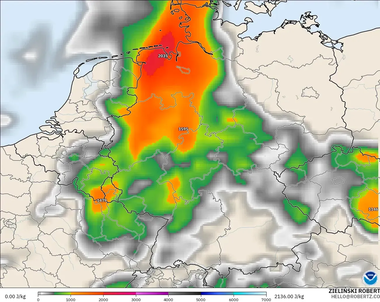 GFS model - Germany, CAPE