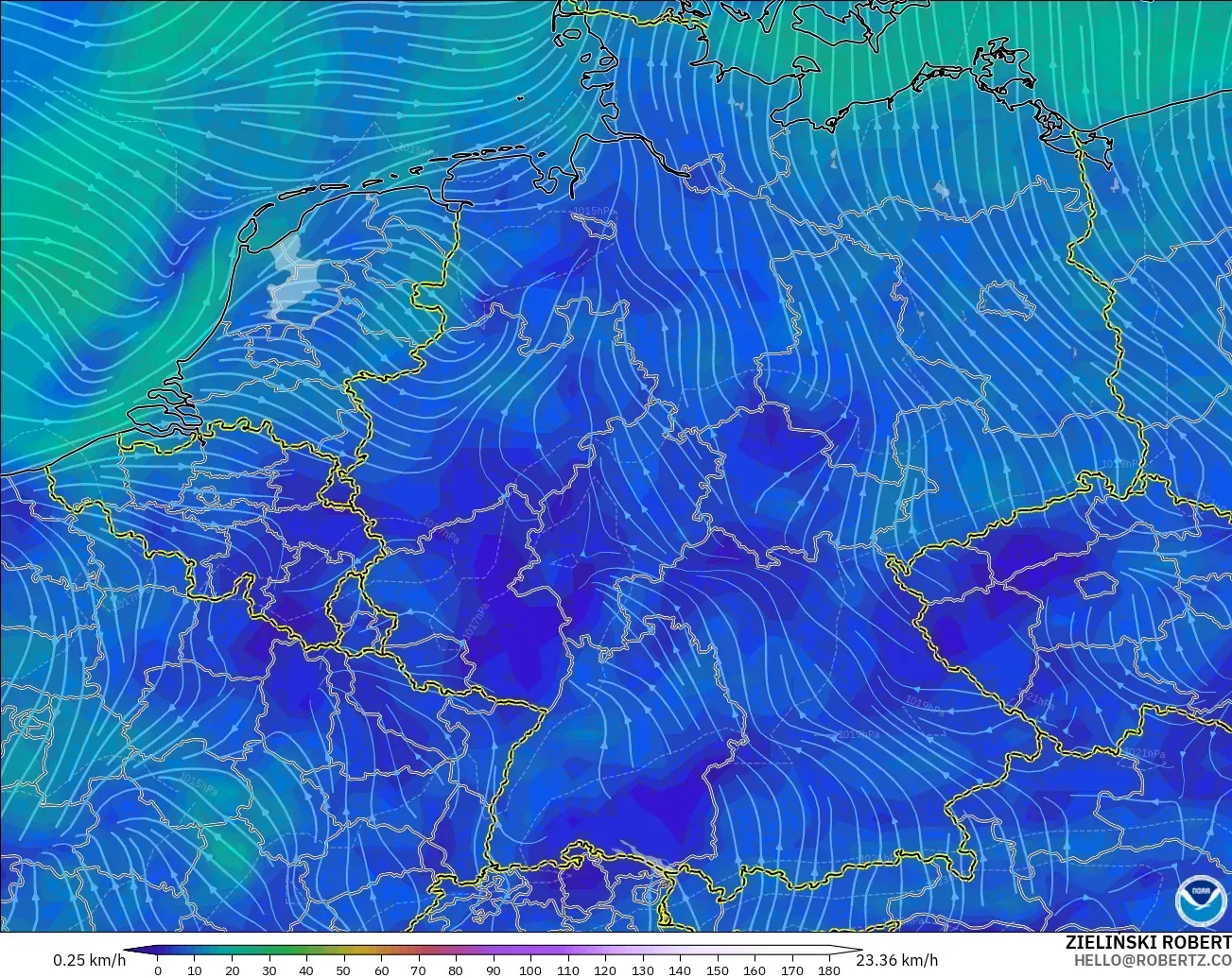 GFS model - Germany, Wind at 10m