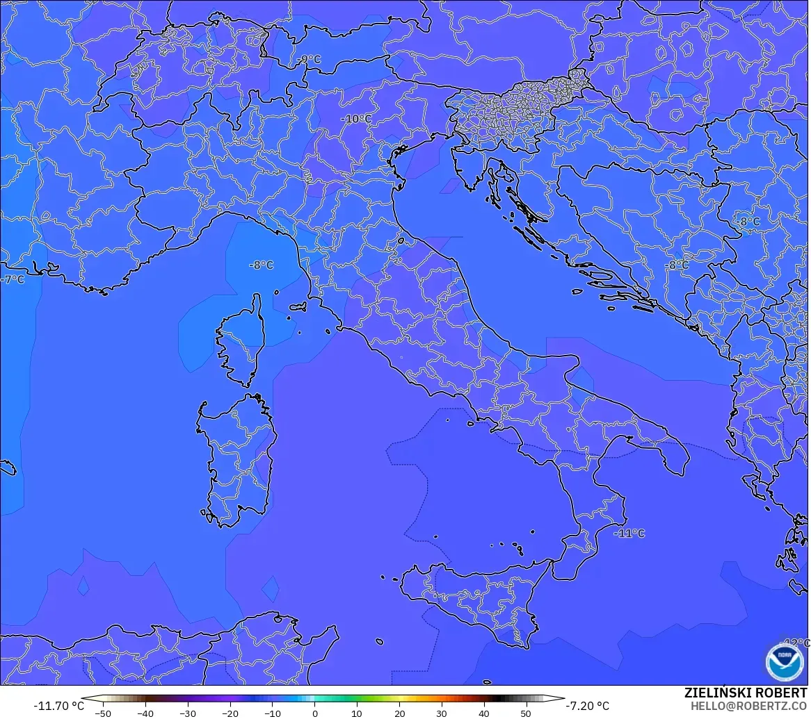 GFS model - Italy, Temperature at 500hPa