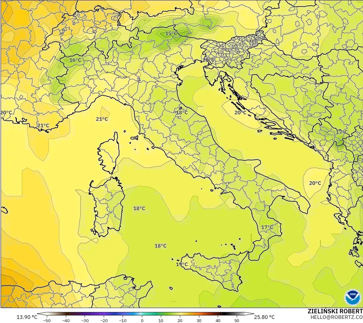 GFS model - Italy, Temperature at 850hPa