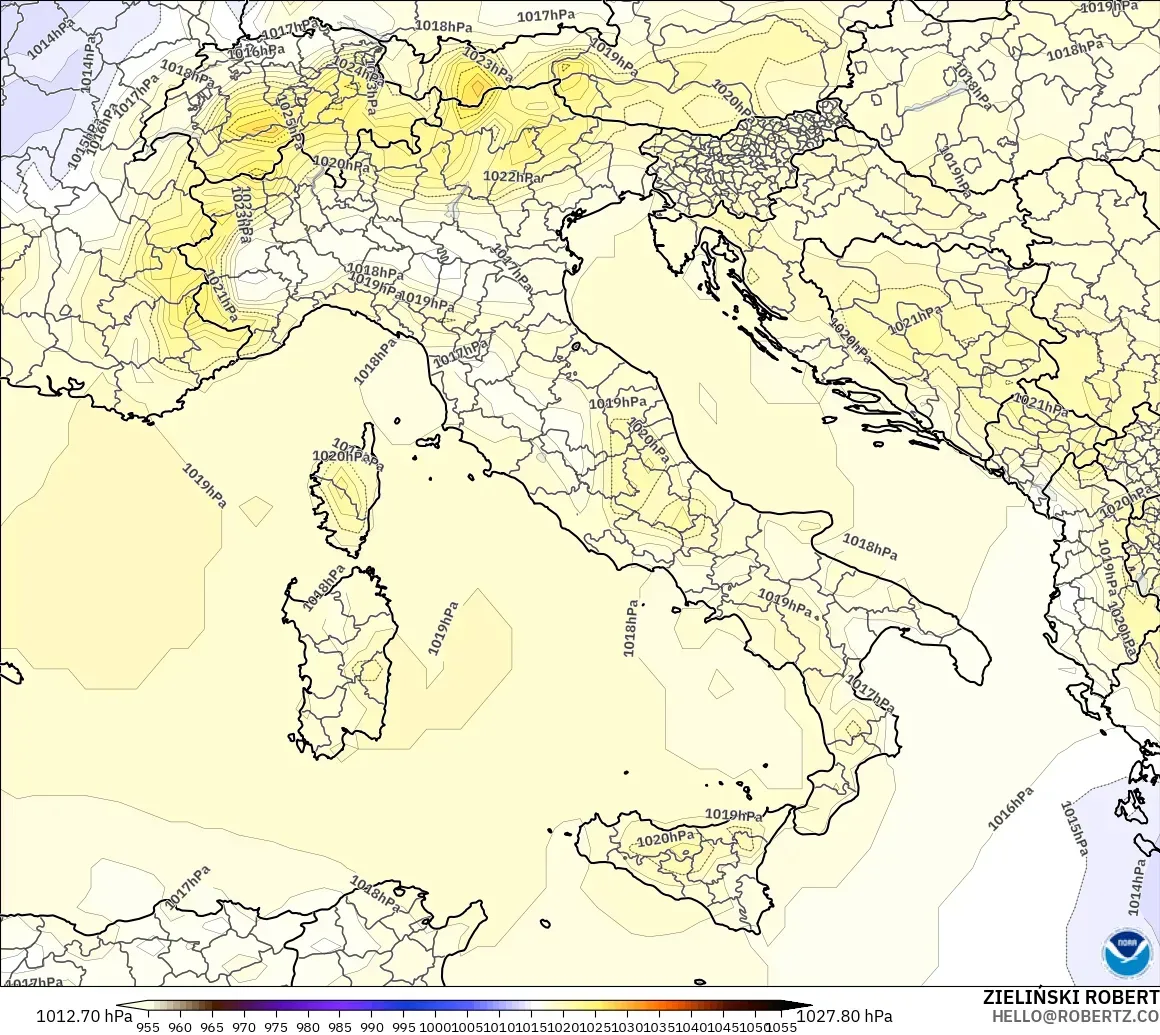 GFS model - Italy, Pressure