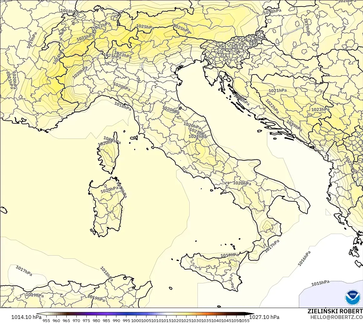 GFS model - Italy, Pressure