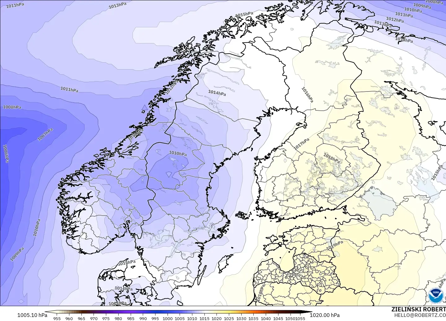GFS model - Scandinavia, Pressure