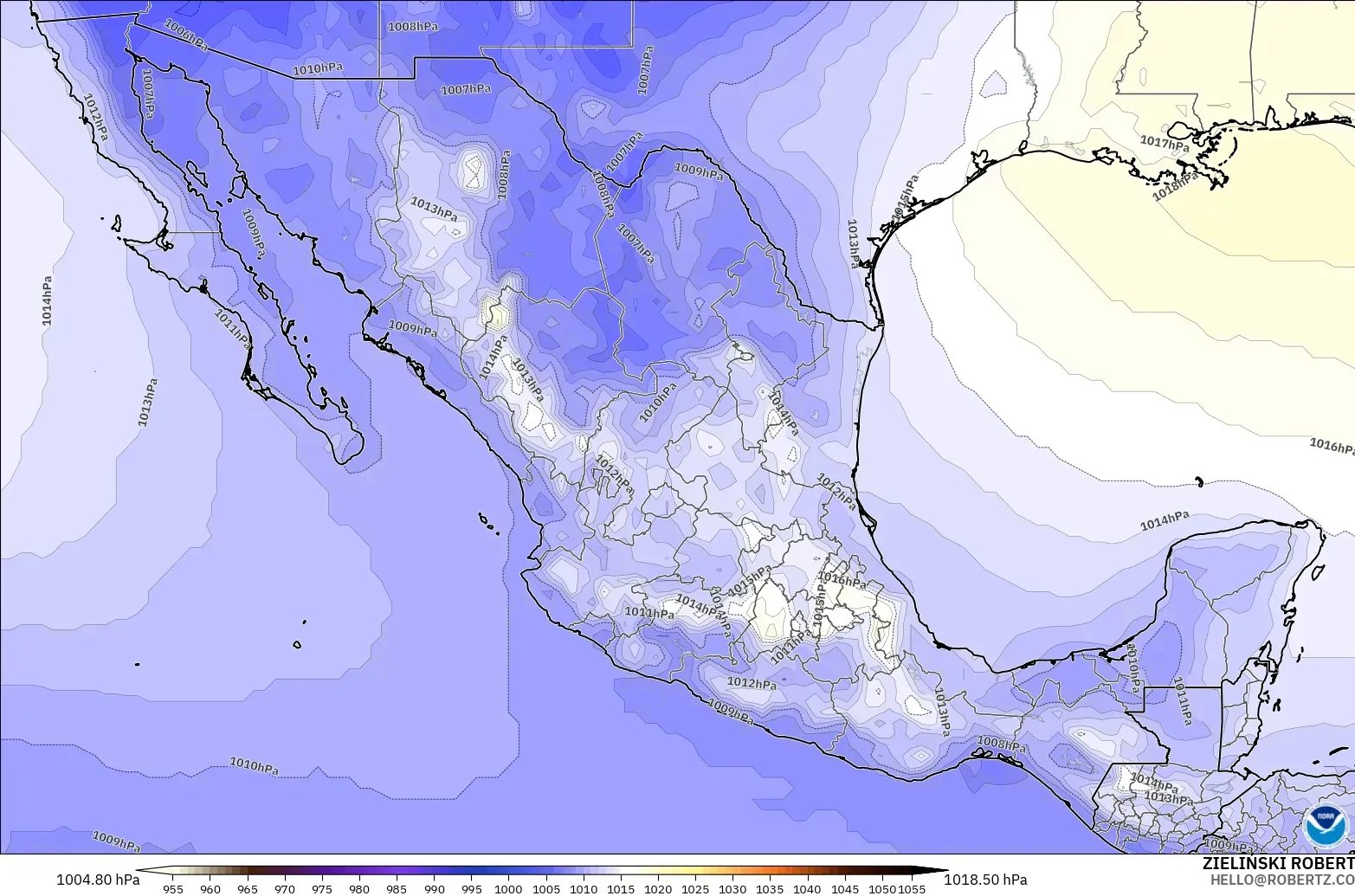 GFS model - Mexico, Pressure
