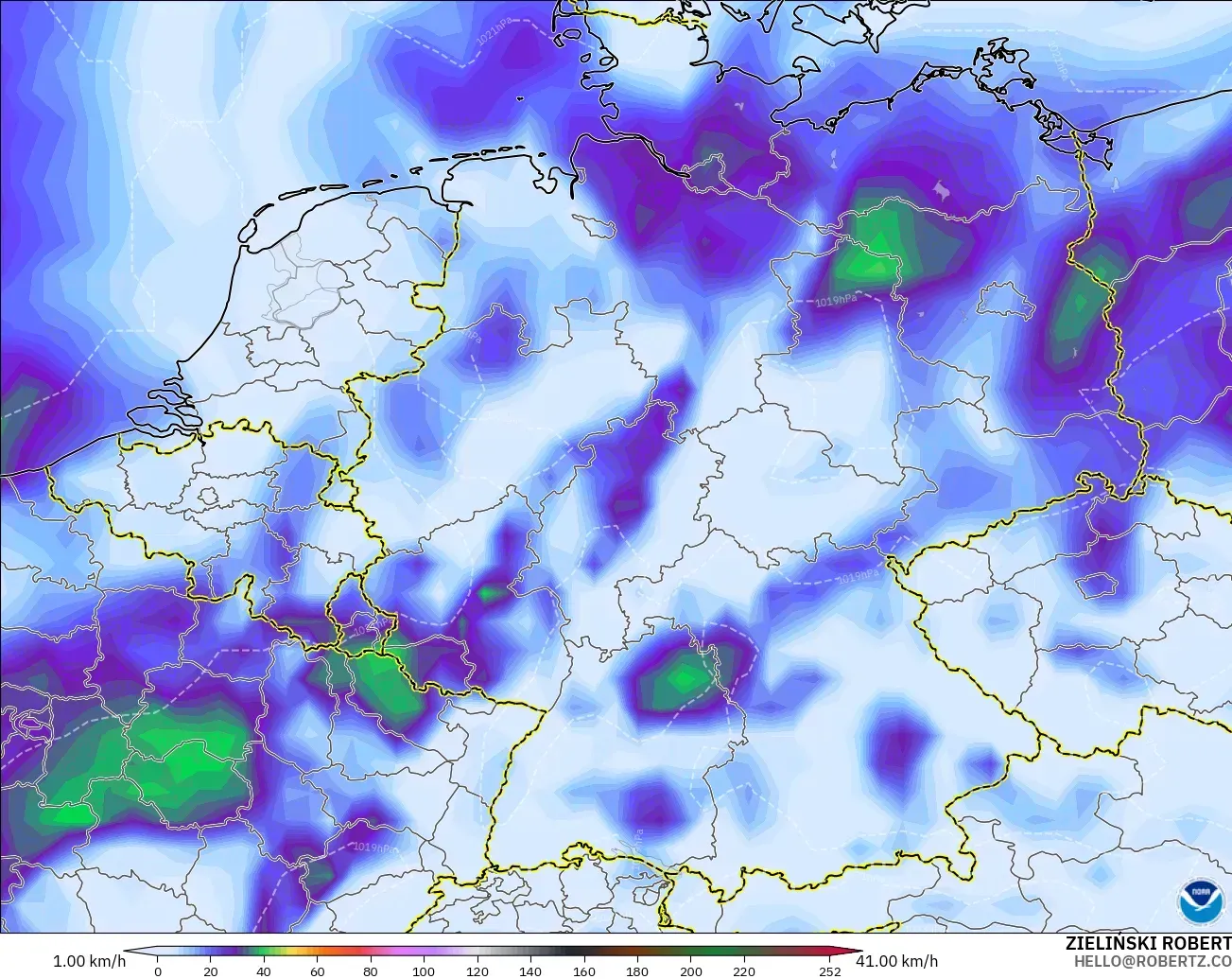 GFS model - Germany, Wind Gusts Peak