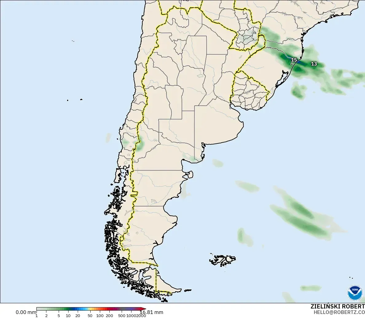 GFS model - Argentina, Precipitation Accumulation