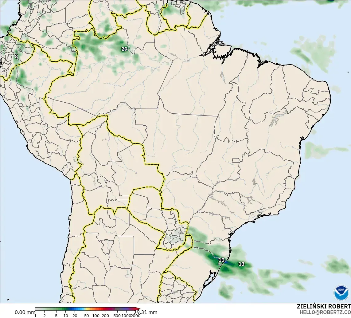 GFS model - Brazil, Precipitation Accumulation