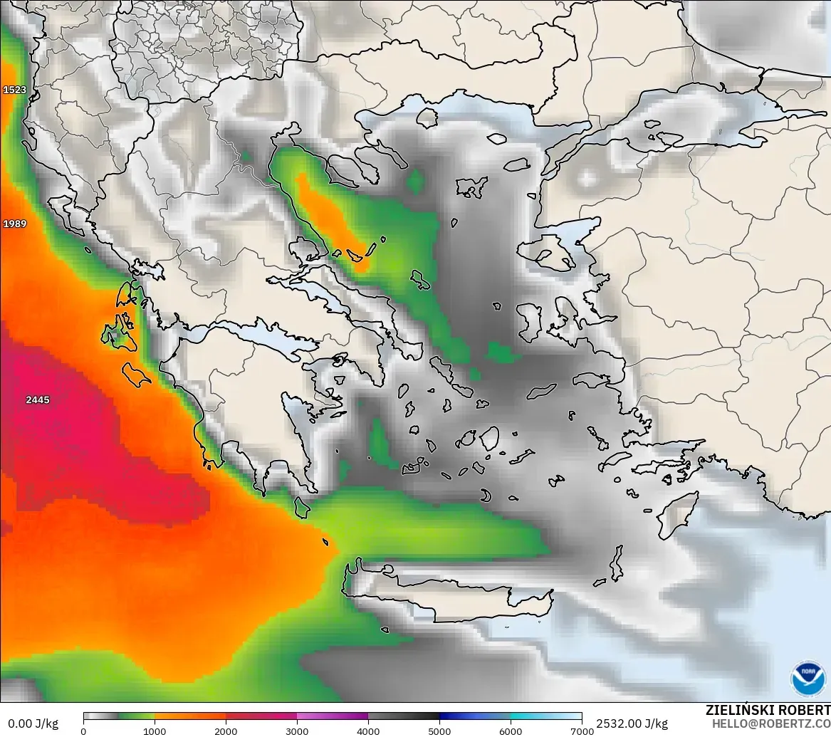GFS model - Greece, CAPE