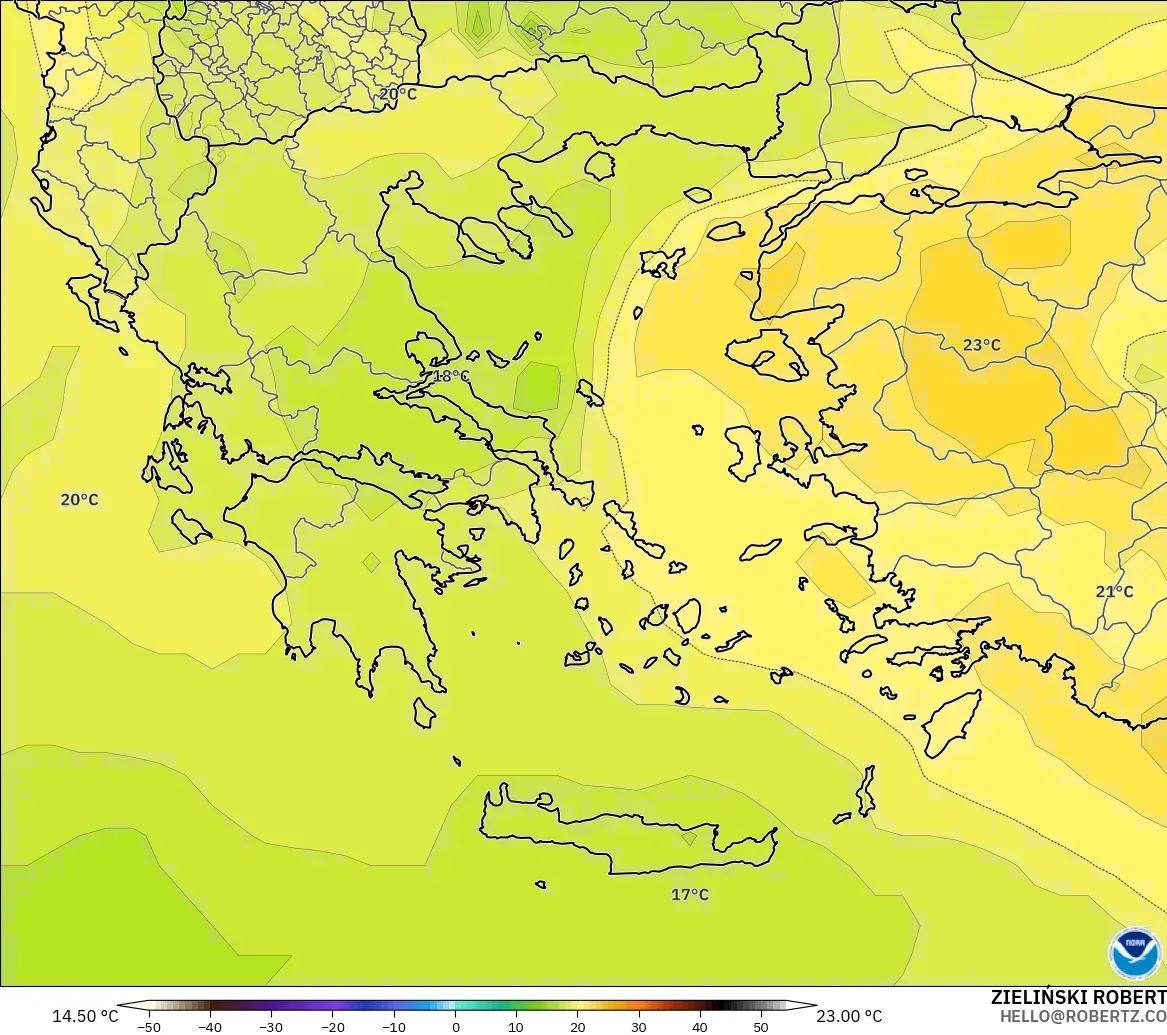 GFS model - Greece, Temperature at 850hPa