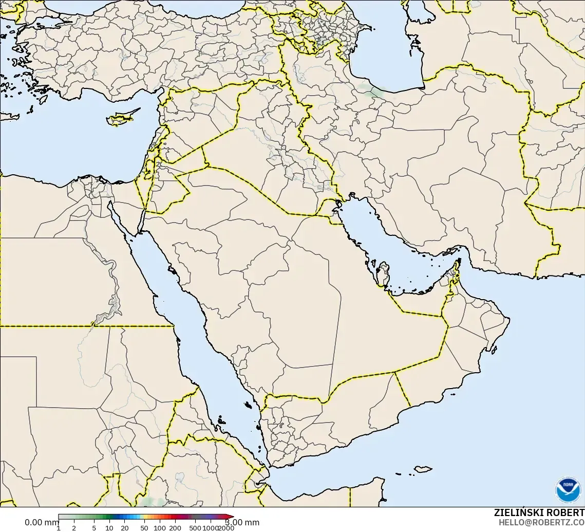 GFS model - Middle East, Precipitation Accumulation