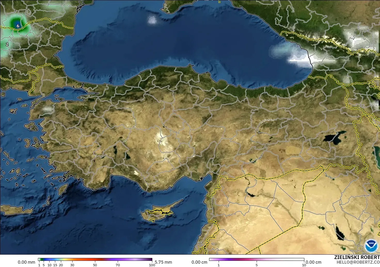 GFS model - Turkey, Precipitation, Clouds, and Pressure