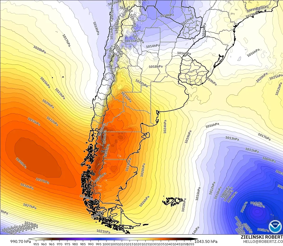 GFS model - Argentina, Pressure