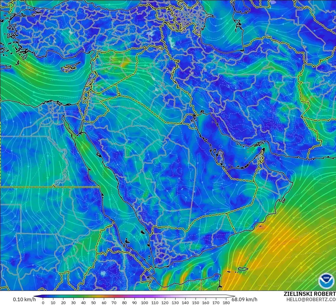 GFS model - Middle East, Wind at 10m