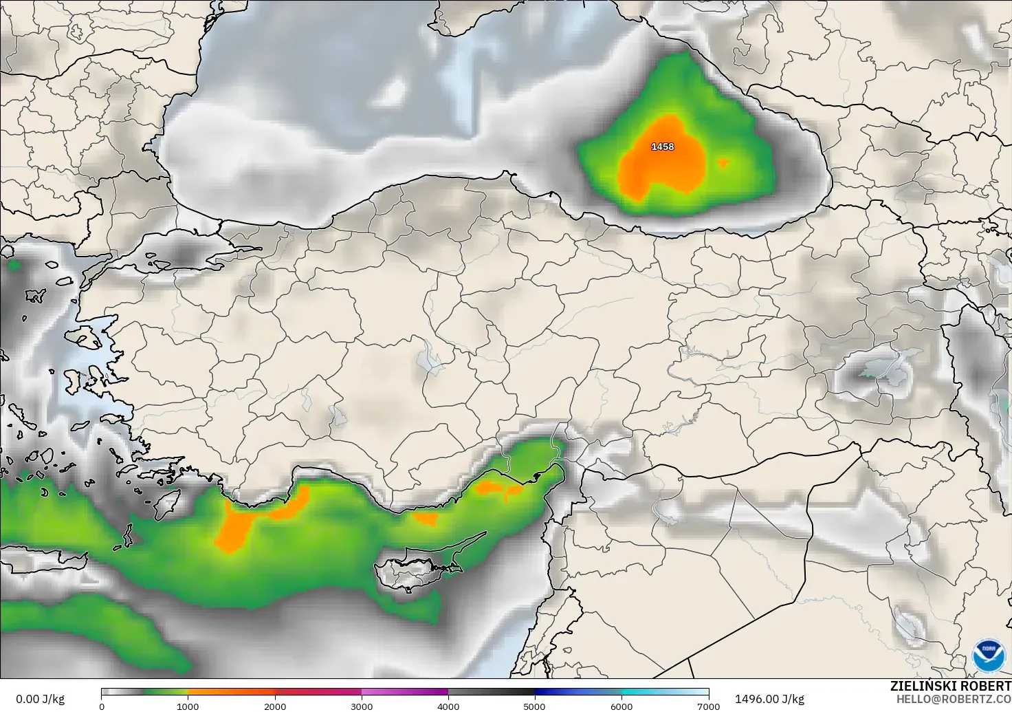 GFS model - Turkey, CAPE