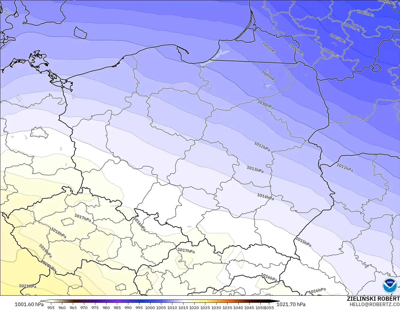 GFS model - Poland, Pressure