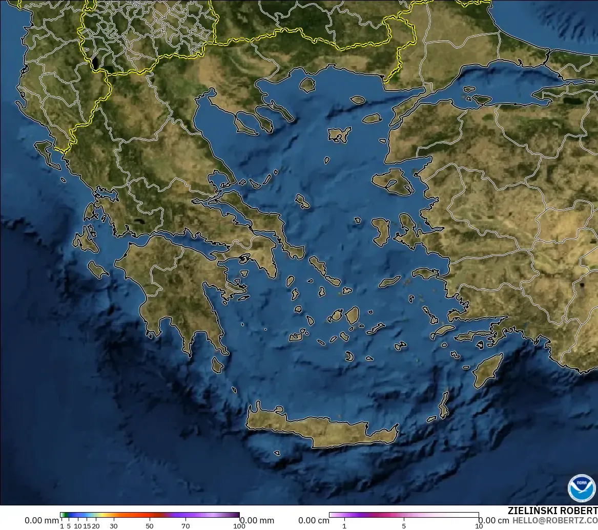 GFS model - Greece, Precipitation, Clouds, and Pressure