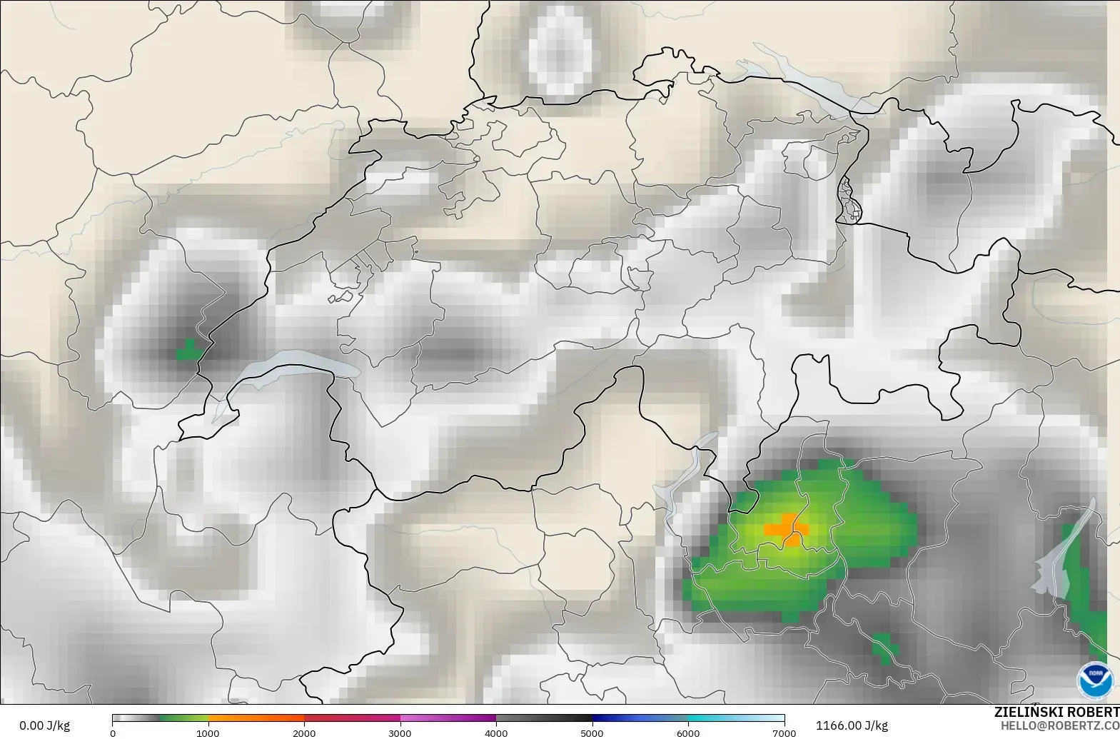 GFS model - Switzerland, CAPE