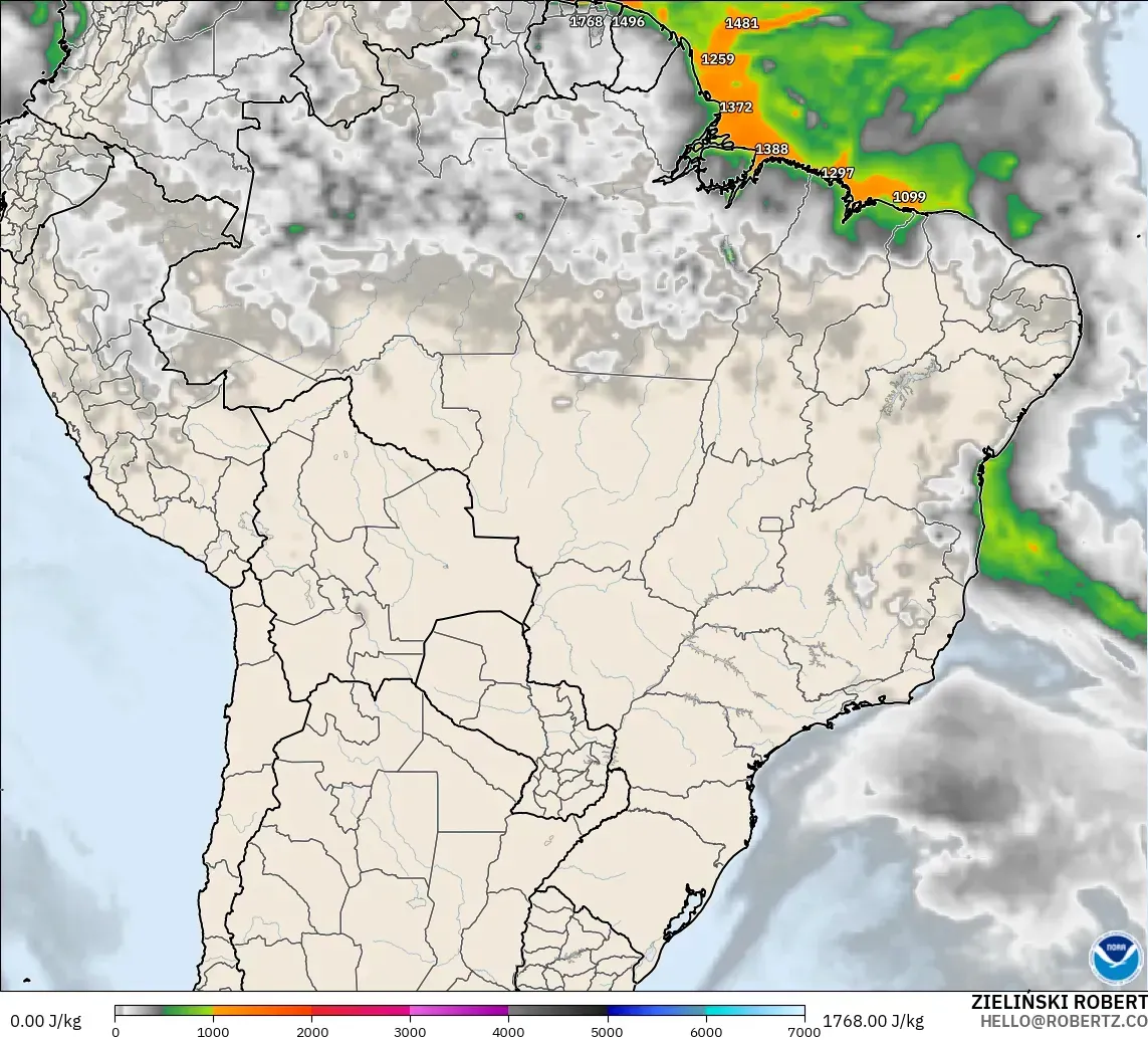 GFS model - Brazil, CAPE