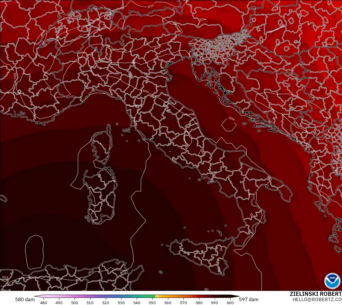 GFS model - Italy, Geopotential height at 500hPa
