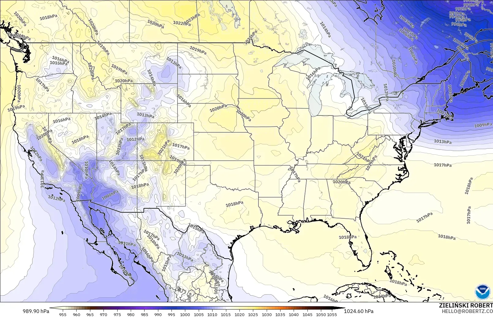 GFS model - United States, Pressure