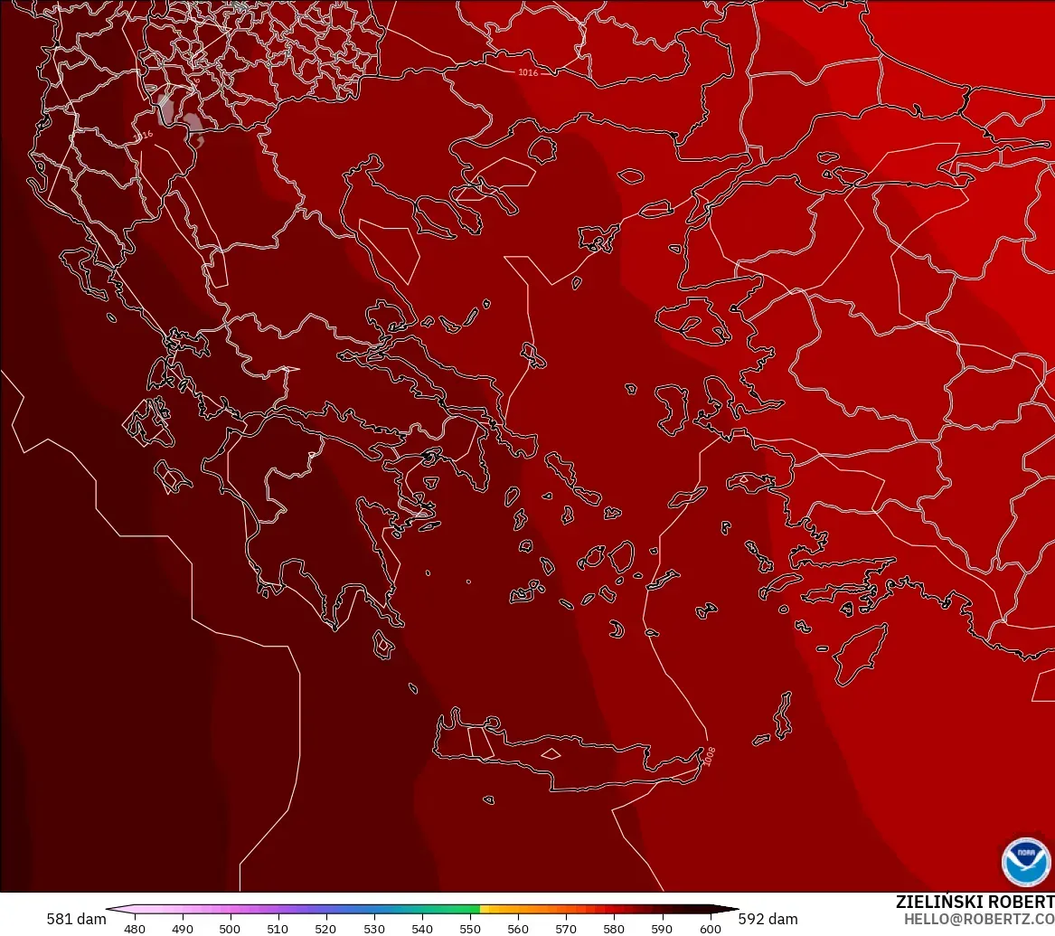 GFS model - Greece, Geopotential height at 500hPa