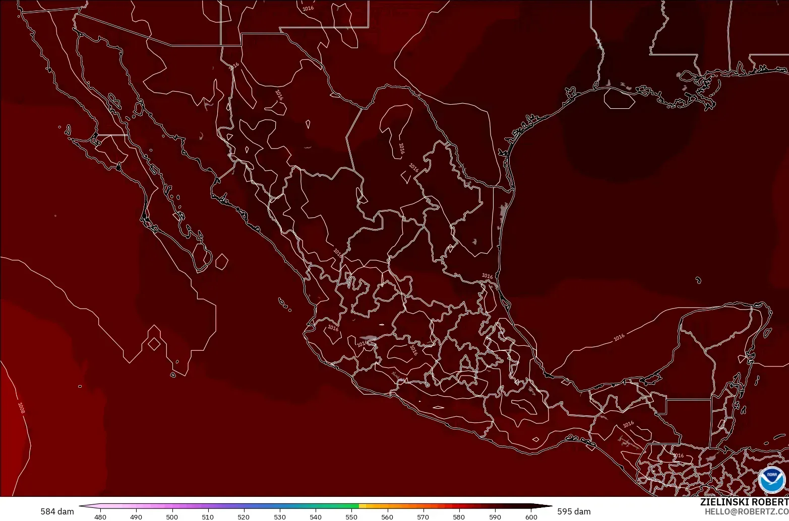 GFS model - Mexico, Geopotential height at 500hPa