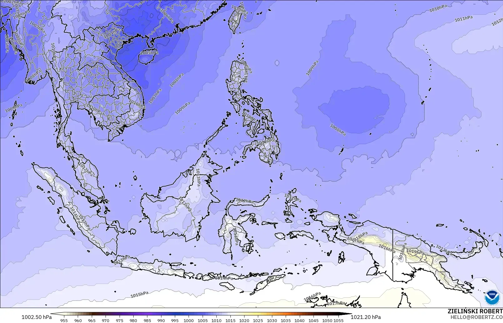 GFS model - South East Asia, Pressure