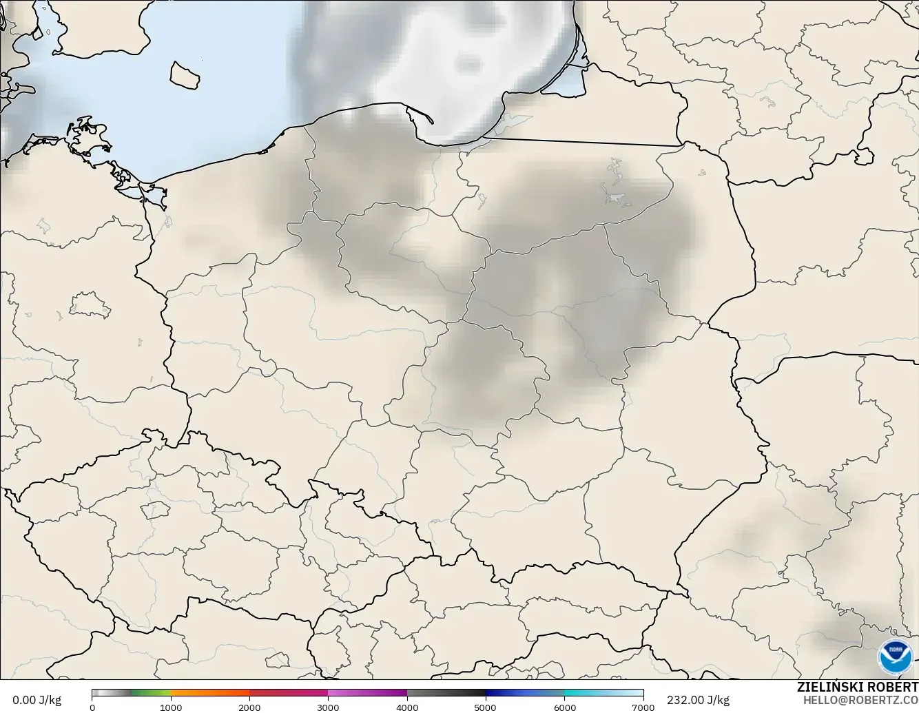 GFS model - Poland, CAPE