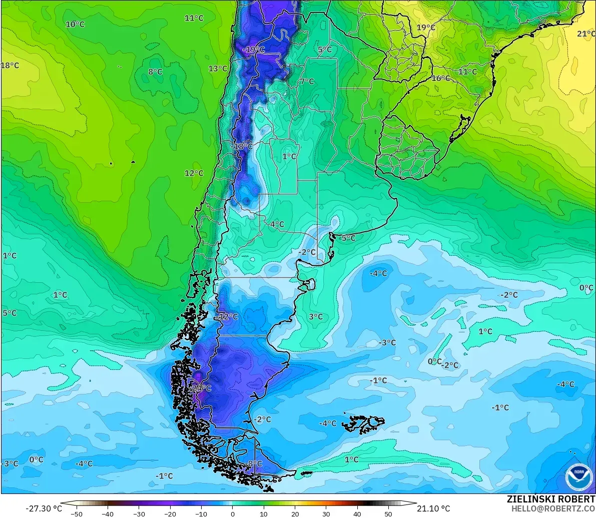 GFS model - Argentina, Dewpoint at 2m
