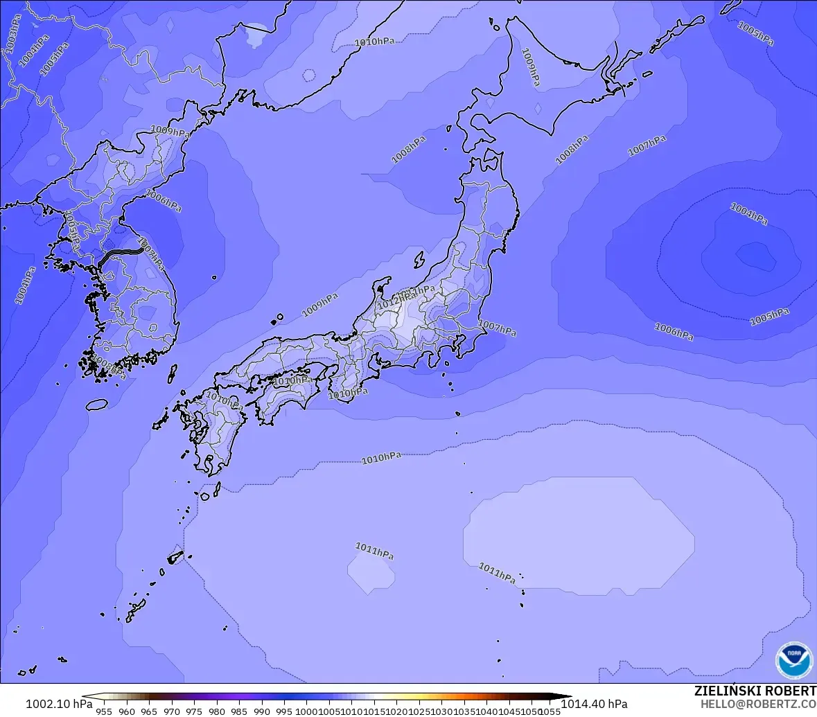 GFS model - Japan, Pressure