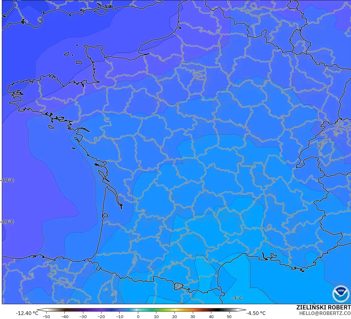GFS model - France, Temperature at 500hPa