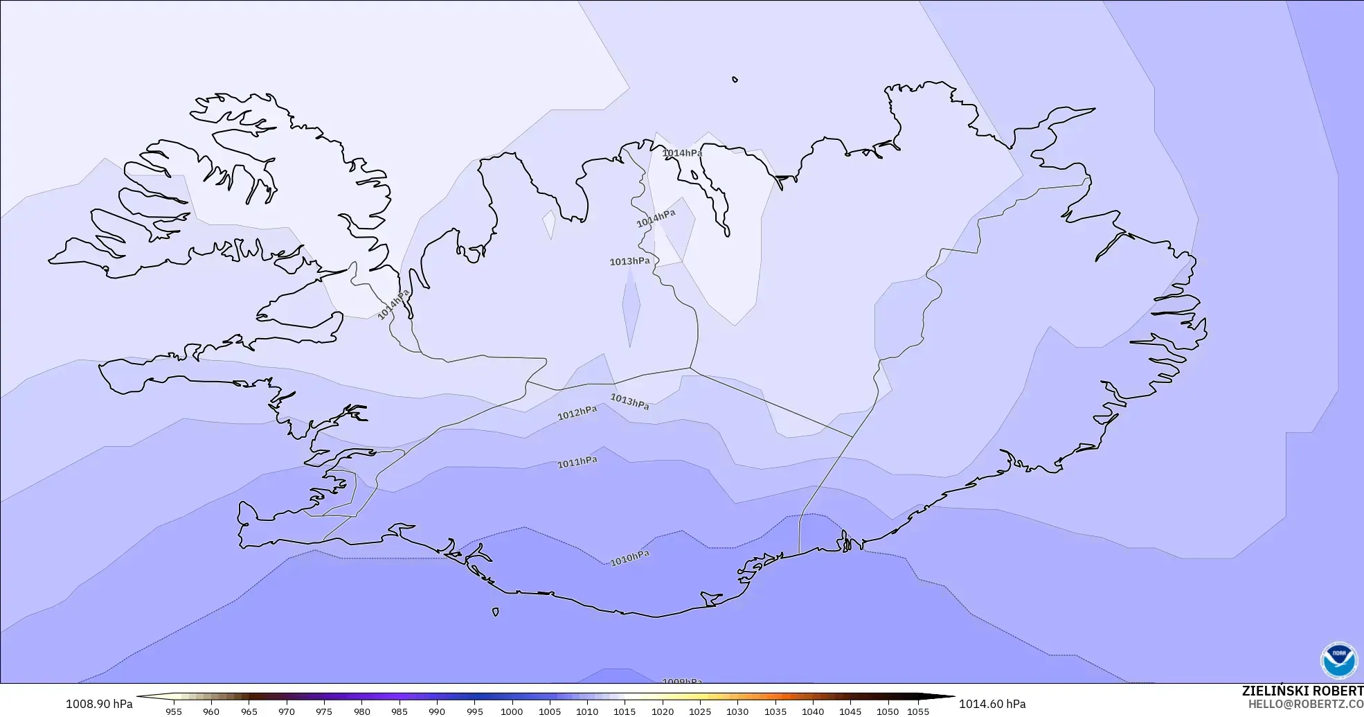 GFS model - Iceland, Pressure