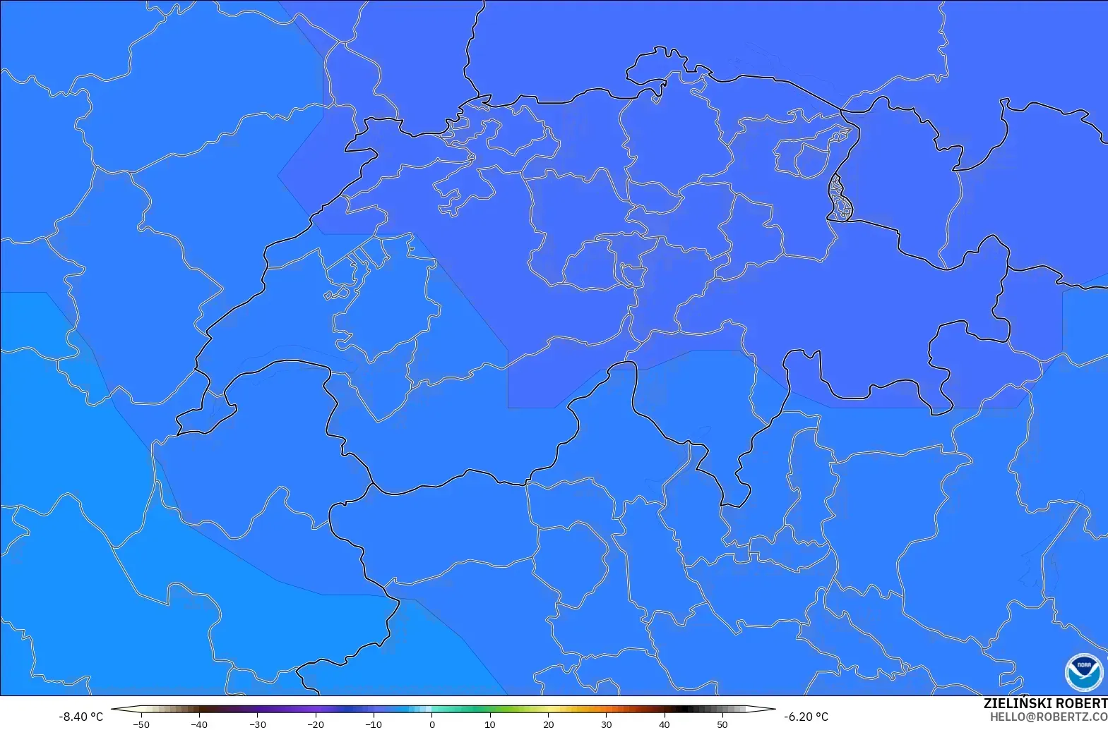 GFS model - Switzerland, Temperature at 500hPa